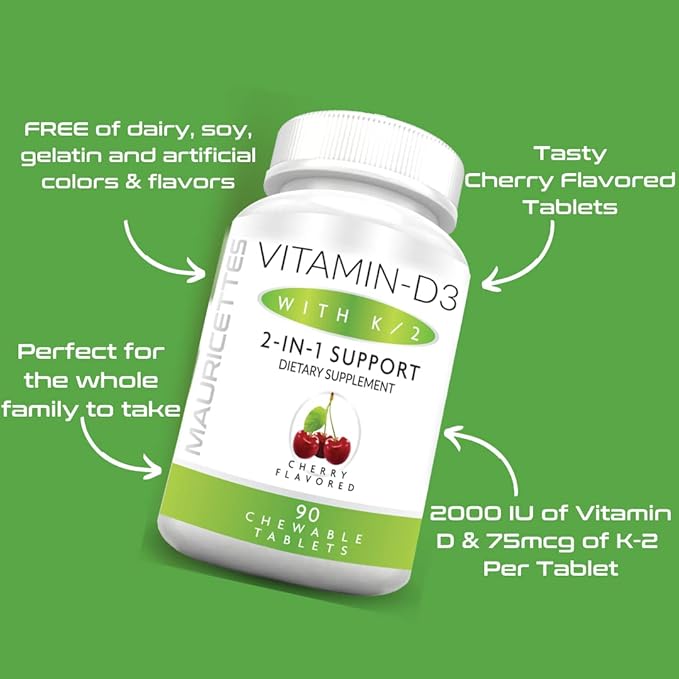 Chewable Vitamin D3 with K2 & Chewable Vitamin B12 1000 mcg Energy and Immune Support Bundle