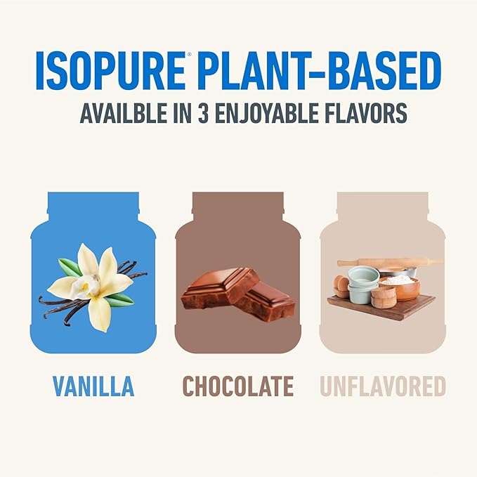 Isopure Plant-Based Protein Powder, Lactose Free, Gluten Free, With Iron, Vanilla, 20g Plant Protein Per Serving, 1.23 Lbs, 20 Servings