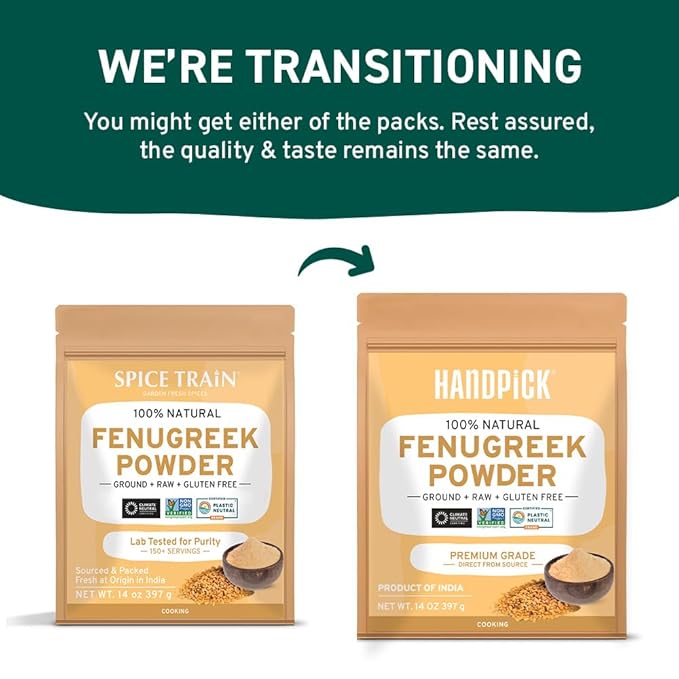 Fenugreek Powder (397g/14oz) Non GMO, Gluten Free, 100% Raw Methi Seeds, Sourced from India, For Cooking, Packed in Resealable Ziplock Pouch