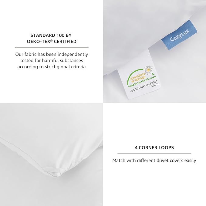 CozyLux White Comforter Set King Size, 3 Pieces Solid Breathable Quilted Boho Style Bedding Sets, Luxury Fluffy Soft Microfiber Comforter for All Season(1 Comforter & 2 Pillowcases)
