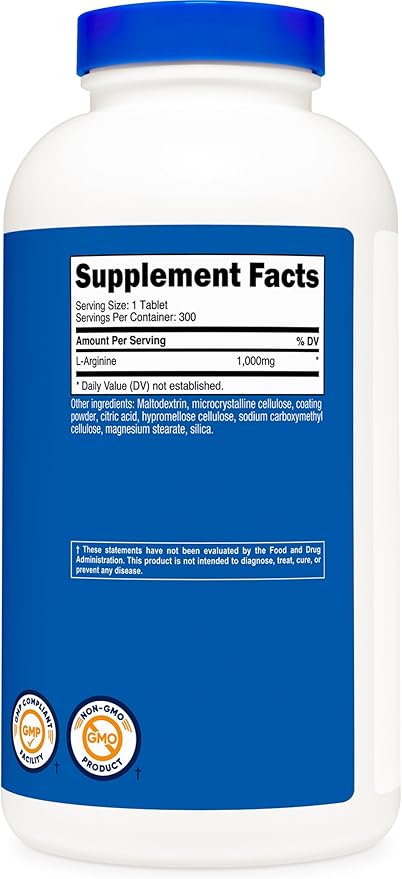 Nutricost L-Arginine 1000mg, Amino Acid Tablets (300 Tablets)