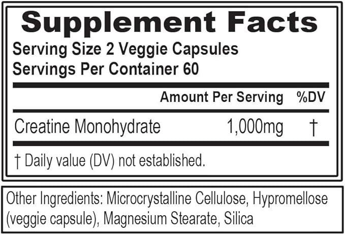 Evlution Pure Creatine Monohydrate Capsules 1000mg Nutrition Pre and Post Workout Recovery Vegan Creatine Pills for Gains and Muscle Recovery Supplement - Muscle Builder for Men