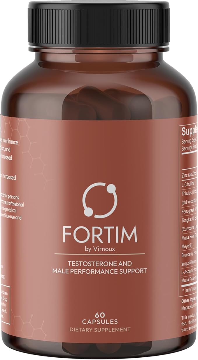 Fortim - Testosterone Support Supplement | Made by Doctors | for Vitality and Hormonal Health | with Fenugreek, L-Citrulline, Tongkat Ali | for Energy, Endurance, and Stamina | 60 Capsules