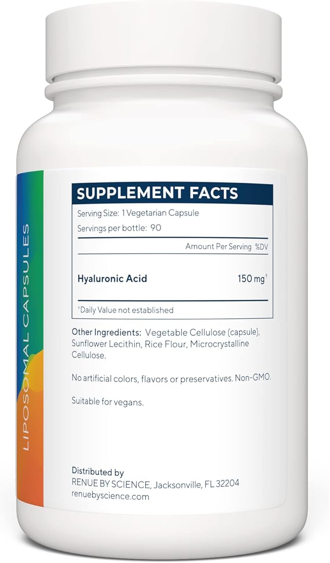 Hyaluronic Acid | HLA Liposomal Hyaluronic Acid Supplements | 90 Acido Hialuronico Capsules - 150mg Hylunaric Acid per Serving | Non-GMO | Made in The USA Third-Party Tested