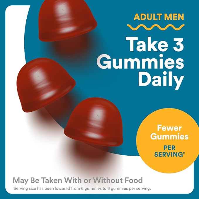 SmartyPants Men's Multivitamin Gummies - Improved Formula: Omega 3 (DHA/EPA), Methylfolate, Vitamin D3, C, Vitamin B12, B6, Vitamin A, K, Zinc & Selenium, Gluten Free, 90 Count (30 Day Supply)