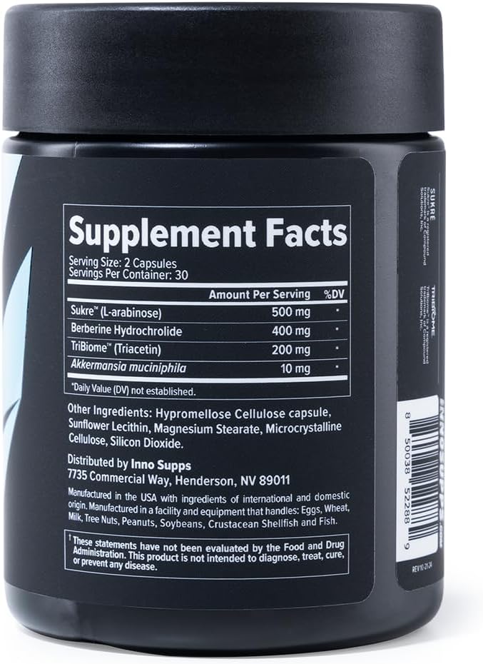 Inno Supps Trim Biome™ GLP-1 | Weight Loss Prebiotic + Probiotic + Postbiotic | Appetite + Metabolism Support | Digestive Health | Akkermansia + Berberine | 60 Capsules. 30 Servings
