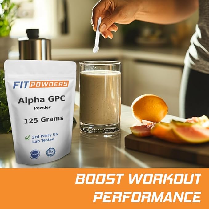 Alpha-GPC Powder 500 Grams, Non-GMO Alpha GPC Supplement Choline Powder, Vegan, Third Party Tested, Pre-Workout, Memory and Focus, with Scoop