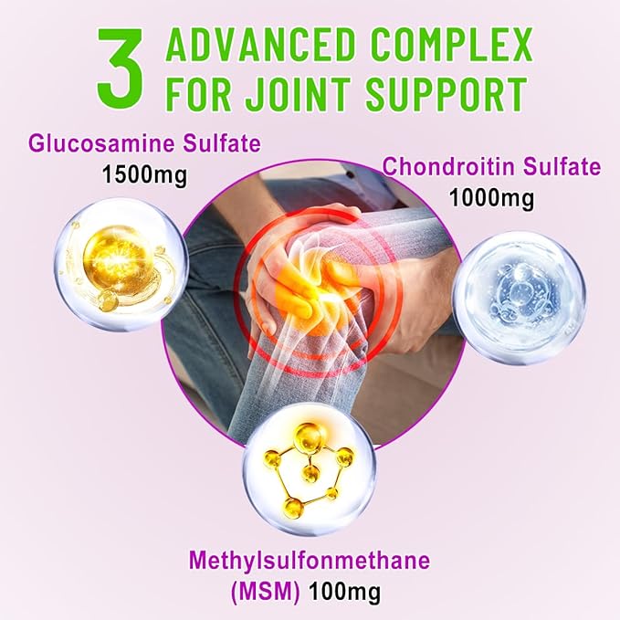 2 Pack Glucosamine Chondroitin Gummies - Glucosamine Chondroitin with MSM, Elderberry, Turmeric, Joint Support Supplement for Adults, Men & Women - Blueberry Flavor, 120 Cts