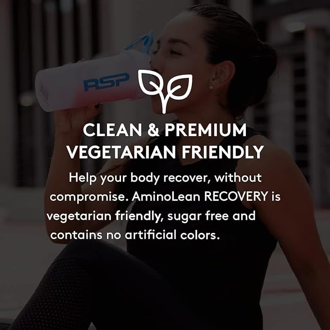 RSP AminoLean Recovery - Post Workout BCAAs Amino Acids Supplement + Electrolytes, BCAAs and EAAs for Hydration Boost, Immunity Support - Muscle Recovery Drink, Vegan Aminos, Blood Orange…