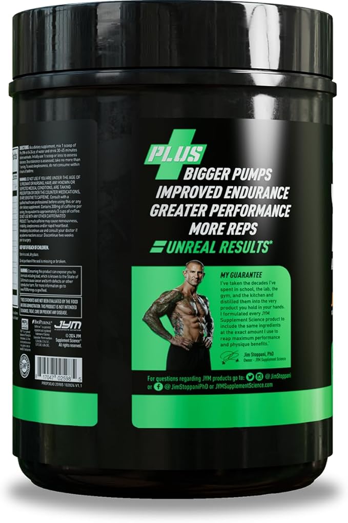 JYM Supplement Science Pre JYM Plus Fruit Punch Pre-Workout Powder, Amino Nitrates, Creatine, Betaine, Nootropics, BCAA’s, for Men & Women, 30 Servings