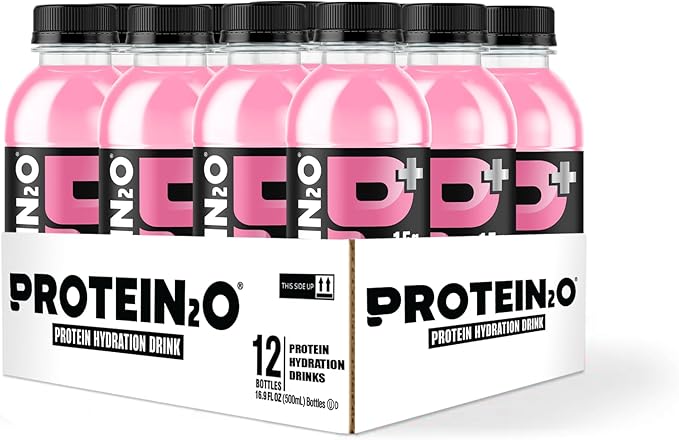 Protein2o 15g Whey Protein Isolate Hydration Drink Plus Energy & Focus, 350mg of Electrolytes, Vitamins B5 & B6, Sugar Free, Cotton Candy, 16.9 oz Bottle (Pack of 12)