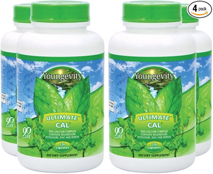 Youngevity Ultimate Cal - Calcium Magnesium Bone Health Supplement with D-3, Zinc, Potassium, Boron - Highly Absorbable - Immune and Joint & Ligament Support - 120 Capsules (Pack of 4)