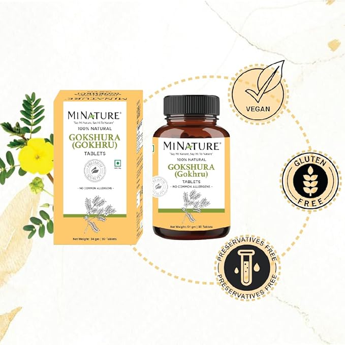 minature Gokshura (Tribulus Terrestris) Tablets - Pure Plant Based Herbal Supplement | Natural & Gluten Free | 90 Count, 45 Day Supply
