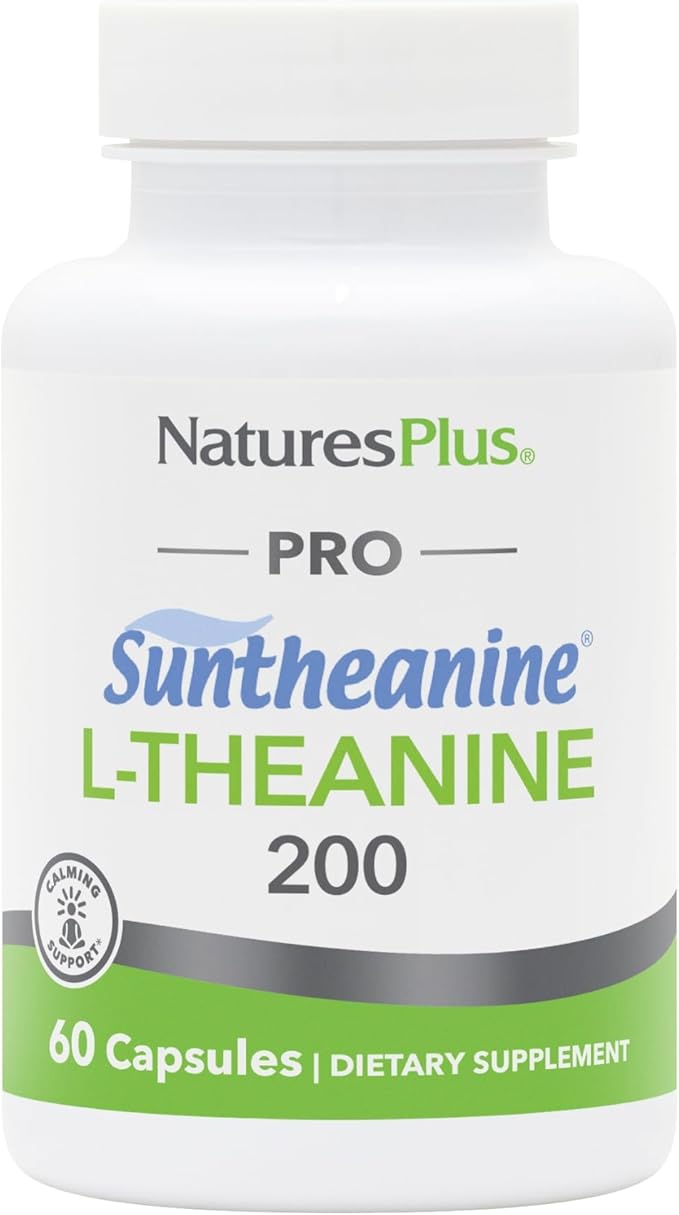 Natures Plus PRO Suntheanine L-Theanine - 60 Capsules - Supports Calm Alertness, Healthy Relaxation & Improved Rest - Non-GMO, Vegan & Gluten Free - 60 Servings