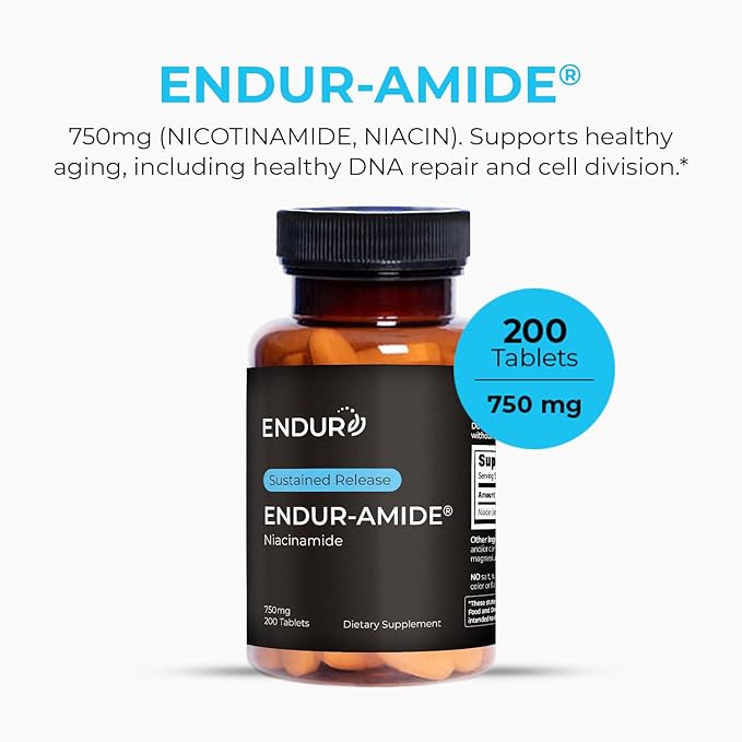 ENDUR-Amide 750mg (nicotinamide, niacinamide) 200 Tablets