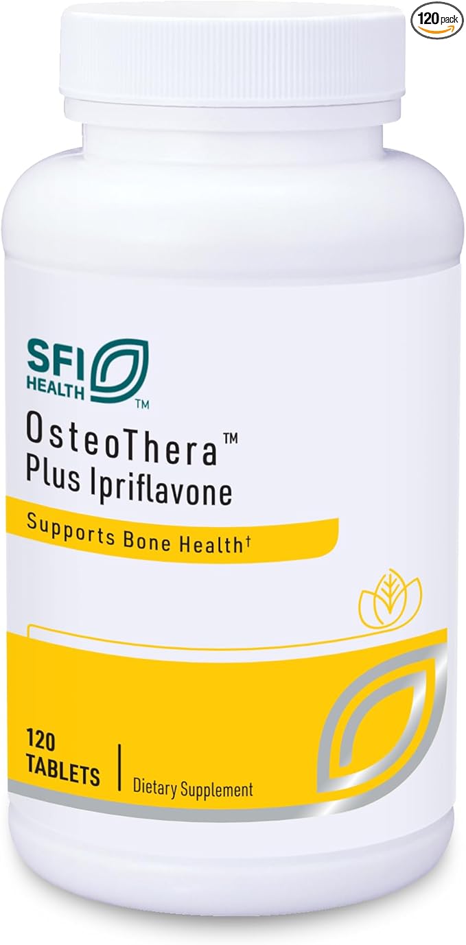 Klaire Labs Osteothera Plus Ipriflavone Tablets - Hypoallergenic & Multifactorial Calcium Complex & Isoflavone Derivative Bone Support Formula with Vitamin K, D3, Magnesium & Boron (120 Tablets)