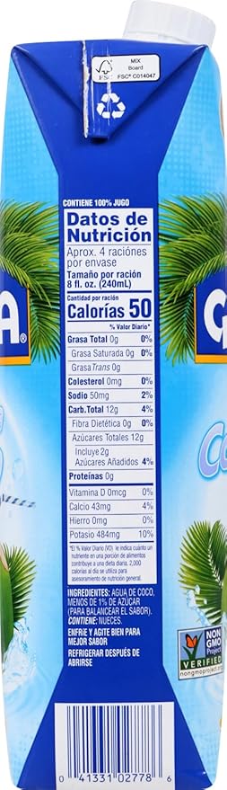 Goya Foods Pure Coconut Water, 33.8 Fl Oz (Pack of 12)
