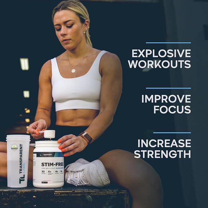 Transparent Labs Stim-Free Pre-Workout - Caffeine & Stim Free Pre Workout Powder for Men and Women with Beta Alanine Powder, Citrulline Malate, & elevATP - 30 Servings, Tropical Punch