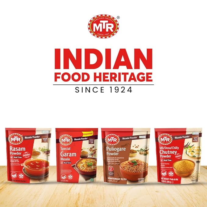 MTR Rasam Powder – Authentic Indian Blend of Coriander, Red Chili, Cumin, Fenugreek & Asafoetida – Mouth-Watering, Perfect for Rich, Flavorful Rasam – Pack of 6