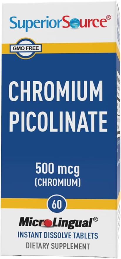 Superior Source Chromium Picolinate - Supplement for Women & Men - Supplement Formula Supports Healthy Sugar Metabolism - Mineral Supplement Aids Overall Health - 500 mcg, 50 Instant Dissolve Tablets
