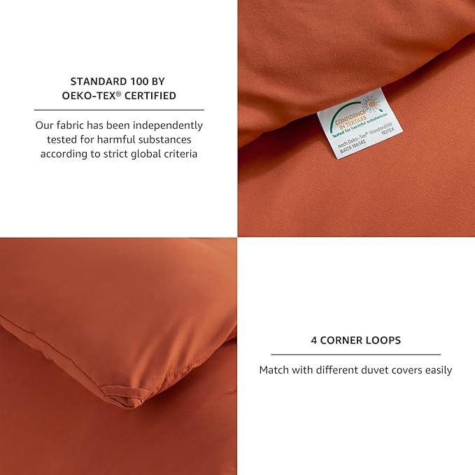 CozyLux Terracotta Comforter Set Full Size, 3 Pieces Solid Burnt Orange Breathable Quilted Style Bedding Sets, Rust Luxury Fluffy Soft Microfiber Comforter for All Season(1 Comforter & 2 Pillowcases)