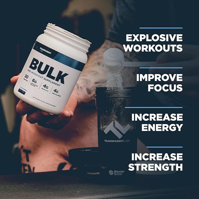 Transparent Labs Bulk Pre Workout Powder - Naturally Sweetened Advanced Pre-Workout Formula for Muscle Building and Strength - 30 Servings, Tropical Punch