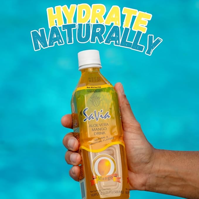 "Savia - Coconut Lychee Aloe Vera Drink, Quality Aloe-Based Beverage, Made with Real Aloe Pulp & Natural, Delicious & Refreshing, Vegetarian, Gluten-Free, Fat-Free (16.9oz, 12-Pack)"