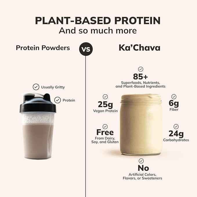 Ka’Chava All-In-One Nutrition Shake Blend, Vanilla, 15 Servings, 85+ Superfoods & Nutrients, Meal Replacement, Greens Plant-Based Superfood Powder Protein Drink, Digestive Enzymes & Probiotics, Vegan Dairy Gluten Free