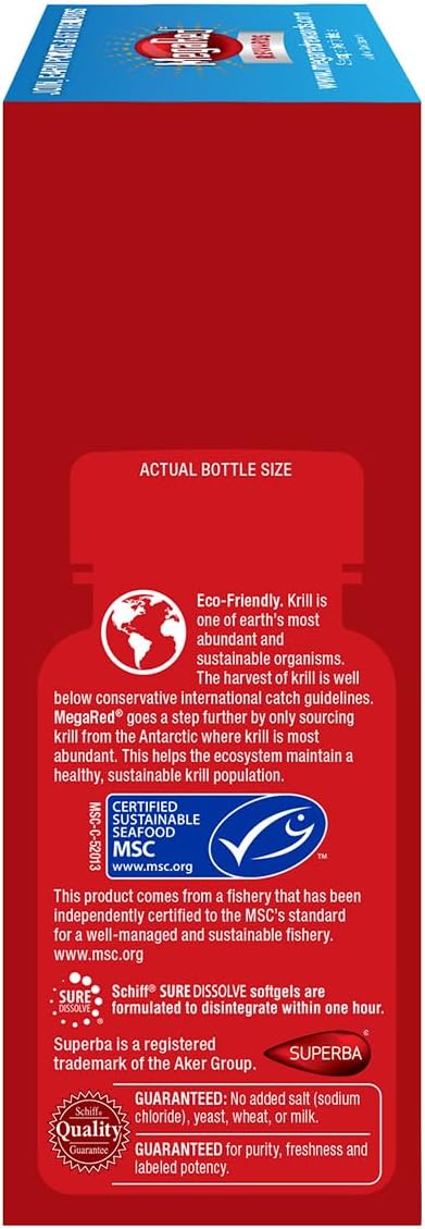 Omega-3 Krill Oil and Joint Supplement - Megared Joint Care 60 softgels - EPA/DHA fatty acids, Antioxidants, Hyaluronic acid, No fishy burp aftertaste as with Fish Oil