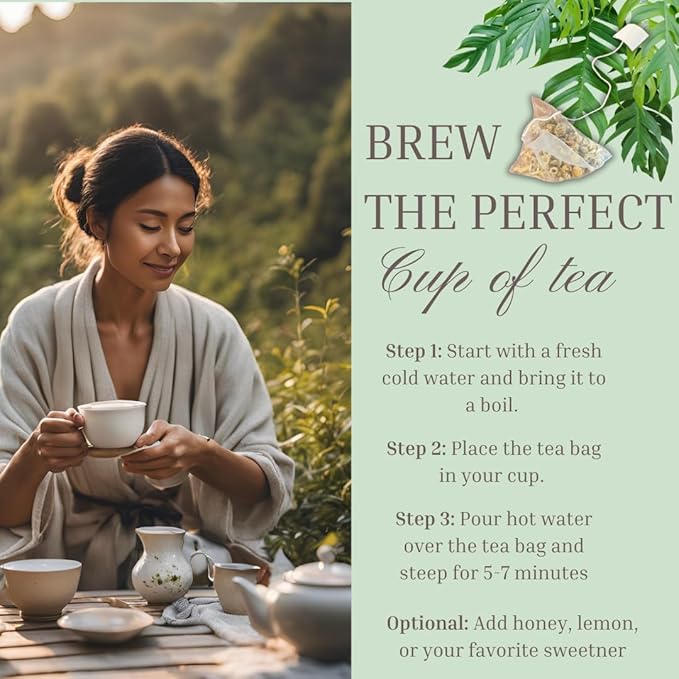 Herbal Calming Tea – Chamomile, Lavender & Ashwagandha for Stress Relief & Relaxation | Soothing Sleep & Digestive Support
