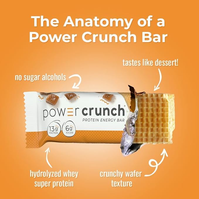 Power Crunch Protein Wafer Bars, High Protein Snacks with Delicious Taste, Salted Caramel, 1.4 Ounce (12 Count) (Pack of 2)