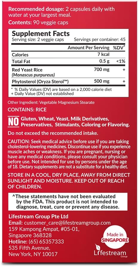 LABO Nutrition CHOLRestore – Red Yeast Rice with Phytosterol Health Supplement, Supports Healthy Cholesterol Levels, Citrinin, Aflatoxin & Soy Free, 90 Vegetarian Capsules