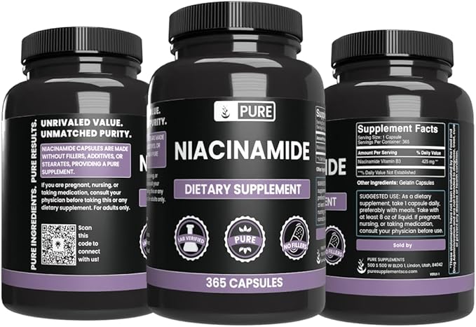 Pure Original Ingredients Niacinamide (365 Capsules) No Magnesium Or Rice Fillers, Always Pure, Lab Verified