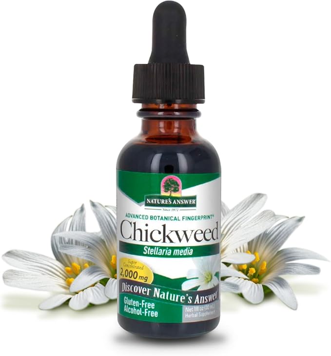 Nature's Answer Alcohol-Free Chickweed Stelleria Media 2000mg 1oz Extract | Herbal Supplement | Promotes Digestion | Non GMO, Kosher, Gluten Free, Vegan | Single Count