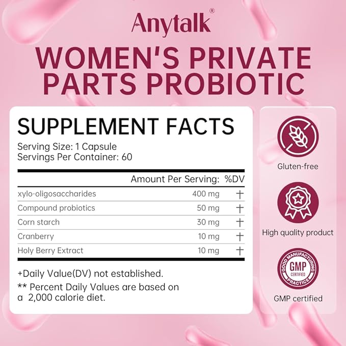 Vaginal Probiotic with Prebiotics & Lactobacillus Probiotic Blend pH Balance,Vaginal probiotics for Women Promote Healthy Vaginal Odor & Vaginal Flora, 60 Count