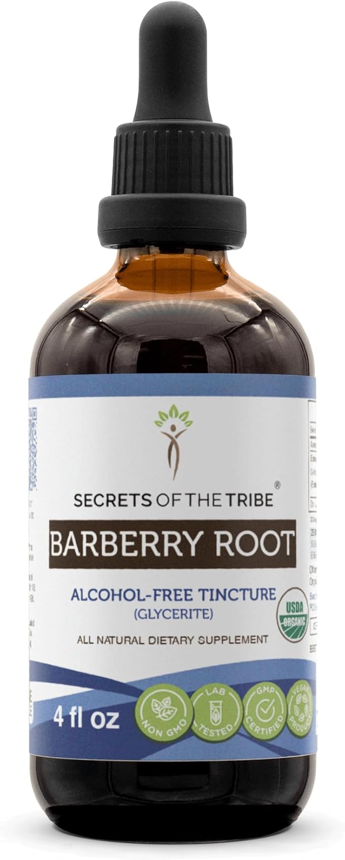Secrets of the Tribe Barberry Root USDA Organic | Alcohol-Free Extract, High-Potency Herbal Drops | Made from 100% Certified Organic Barberry (Berberis vulgaris) Dried Root Bark (4 oz)