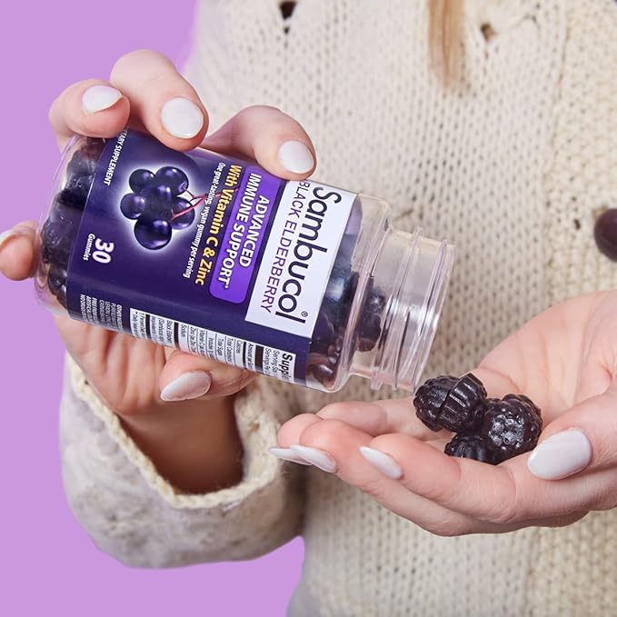 Sambucol Black Elderberry Gummies with Vitamin C & Zinc - Sambucus Elderberry Gummies for Immune Support, High Antioxidants, Gluten Free, Vegan, Elderberry with Zinc & Vitamin C - 30 Count, 2 Pack