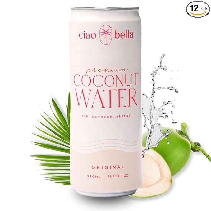ciao bella Premium Coconut Water: All-Natural Hydration, Non-GMO, One Simple Ingredient 11.15 Fl Oz (Pack of 12)