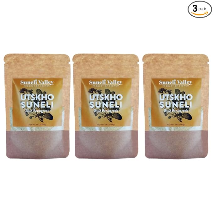 Suneli Valley Utskho Suneli | Authentic Georgian Blue Fenugreek | Sweet Nutty Culinary Herb | Ideal for Traditional Stews, Vegetarian Dishes | 2.8 oz | 3-Pack