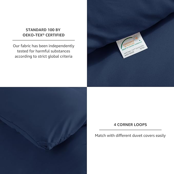 CozyLux Navy Blue Comforter Set Full Size, 3 Pieces Solid Breathable Quilted Style Bedding Sets, Luxury Fluffy Soft Microfiber Comforter for All Season (1 Comforter & 2 Pillowcases)