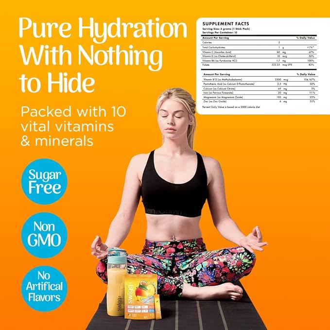Electrolytes Powder No Sugar - Multivitamin Powder Packets for Men & Women - Vitamin Drink Powder for Hydration & Energy