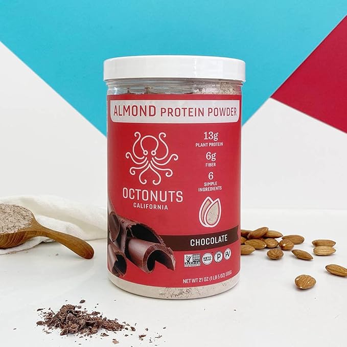 Chocolate Almond Protein Powder, 21 Ounce, Made with California Almonds, 13g Plant Based Protein, Keto, Paleo Friendly, Vegan, Gluten Free, 17 Servings