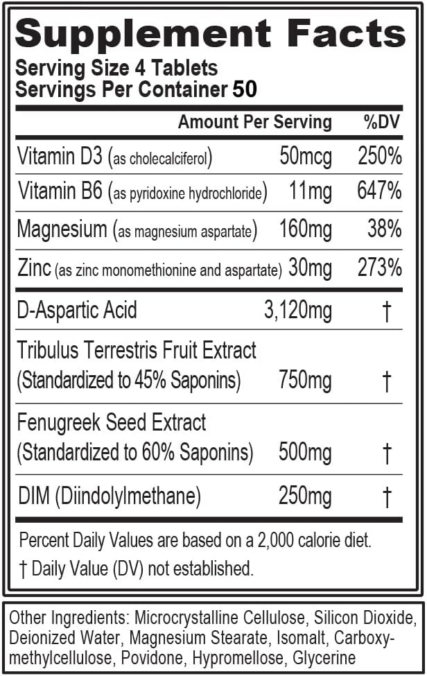 EVL Testosterone Booster for Men - Post Workout Recovery Testosterone Support Supplement with DIM Plus D Aspartic Acid and Fenugreek and Tribulus - EVLTest for Men Post Workout Supplement