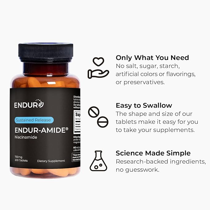 ENDUR-Amide 750mg (nicotinamide, niacinamide) 200 Tablets