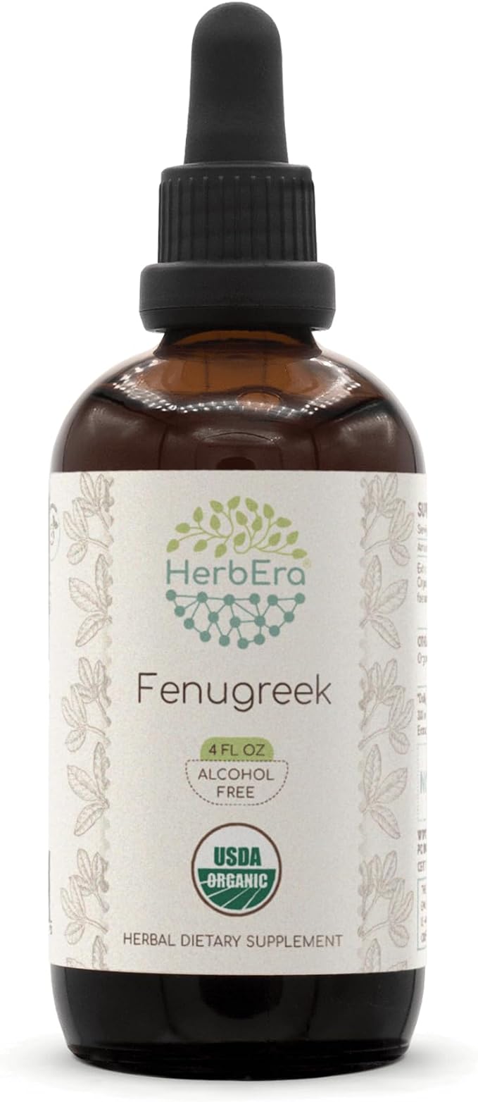 Fenugreek B120 Alcohol-Free Herbal Extract USDA Organic Tincture, Concentrated Liquid Drops Natural Fenugreek (Trigonella foenum-graecum) 4 fl oz