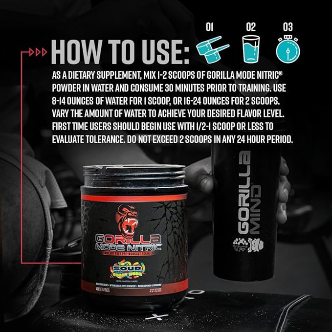 Gorilla Mode Nitric Upgraded Stimulant Free Pre-Workout – Best Tasting and Most Effective Stimulant Free Pre-Workout/Massive Pumps · Vasodilation · Power / 772 Grams (Orange Rush)