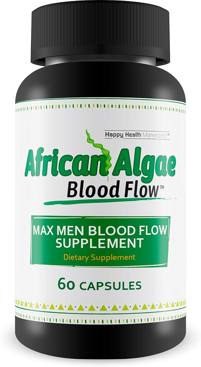 African Algae Blood Flow - Our Best Circulation Supplement - Better Blood Flow Circulation Supplements - Body Circulation Support - Max Men Blood Flow Supplement Pills - Advanced Blood Flow Capsules