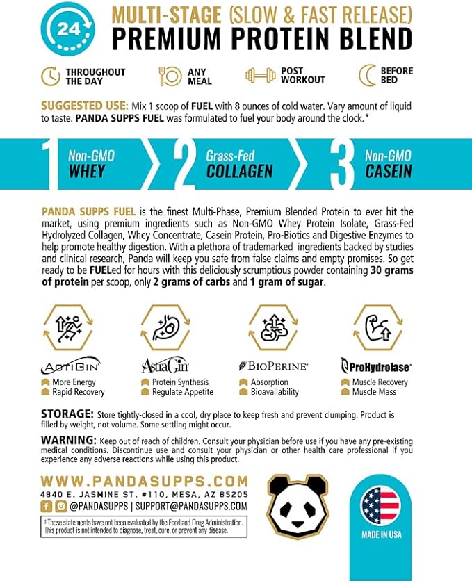 Panda Fuel Premium Protein Non-GMO Whey,Hydrolyzed Collagen,Casein,Probiotics,Digestive Enzymes, Keto Friendly,Time Release, 25 Servings (Fruity Cereal)