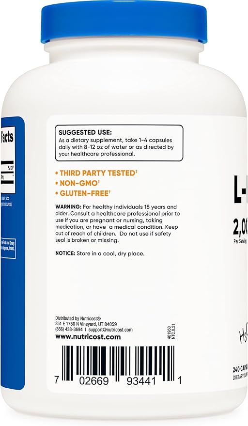 Nutricost L-Isoleucine 2000mg Per Serving, 240 Capsules Per Bottle (3 Bottles)