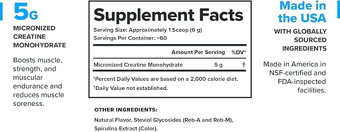 LEGION Micronized Creatine Monohydrate Supplement - Clean Creatine Powder for Muscle Gain & Post Workout Recovery - Micronized Creatine Supplement for Maximum Absorption (60 Servings, Blue Raspberry)